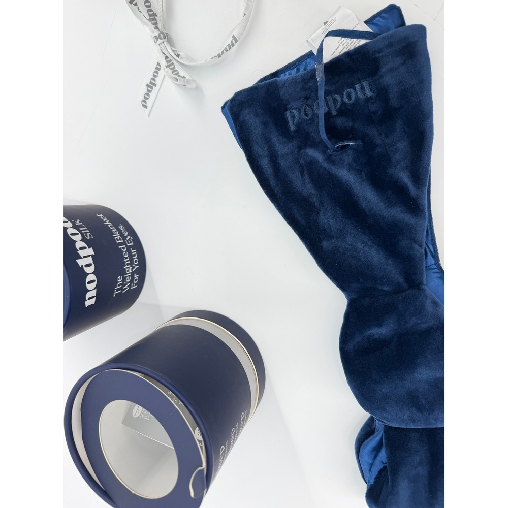Nodpod Silk Weighted Eye Mask Sapphire Blue Mulberry Silk Velvet Sleep Mask - Picture 12 of 13